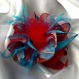 Broche fleur en tissu & plumes et perles 117