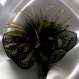Petite barrette fleur en tissu & plumes et perles 123