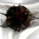 Grande barrette fleur en tissu & plumes et perles 132