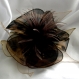 Grande barrette fleur en tissu & plumes et perles 136