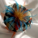 Grande barrette fleur en tissu & plumes et perles 137