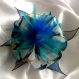 Grande barrette fleur en tissu & plumes et perles 137*