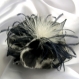 Grande barrette fleur en tissu & plumes et perles 141