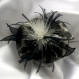 Grande barrette fleur en tissu & plumes et perles 141