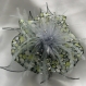 Grande barrette fleur en tissu & plumes et perles 146