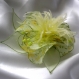 Broche fleur en tissu & plumes et perles 144