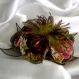 Grande barrette fleur en tissu & plumes et perles 147