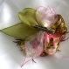 Broche fleur en tissu & plumes et perles *147