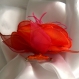 Broche fleur en tissu & plumes et perles 151