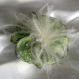Grande barrette fleur en tissu & plumes et perles 153