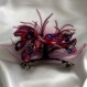 Grande barrette fleur en tissu & plumes et perles 160