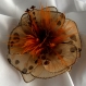 Petite barrette fleur en tissu & plumes et perles 159
