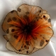 Petite barrette fleur en tissu & plumes et perles 159