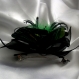Grande barrette fleur en tissu & plumes et perles 158