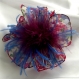 Barrette fleur en tissu & plumes et perles 156