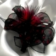 Grande barrette fleur en tissu & plumes et perles 162