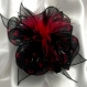 Grande barrette fleur en tissu & plumes et perles 162