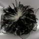 Grande barrette fleur en tissu & plumes et perles 164