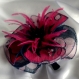 Petite barrette fleur en tissu & plumes et perles 165