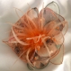 Broche fleur en tissu & plumes et perles 168