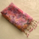 Foulard & perles ref. 169 - motif fleuri pastel