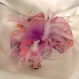 Grande barrette fleur en tissu & plumes et perles 169