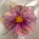 Broche fleur en tissu & plumes et perles 169