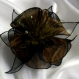 Grande barrette fleur en tissu & plumes et perles 173