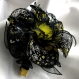 Grande barrette fleur en tissu & plumes et perles 130