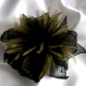 Grande barrette fleur en tissu & plumes et perles 176*