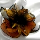 Broche fleur en tissu & plumes et perles 176