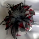 Barrette fleur en tissu & plumes et perles 177