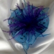 Grande barrette fleur en tissu & plumes et perles 178