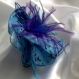 Grande barrette fleur en tissu & plumes et perles 178