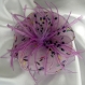 Grande barrette fleur en tissu & plumes et perles 180