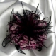 Grande barrette fleur en tissu & plumes et perles 181