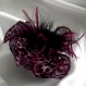 Petite barrette fleur en tissu & plumes et perles 181*