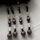 Foulard & perles ref. 185 - motif discret marron et taupe