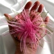 Grande barrette fleur en tissu & plumes et perles  010