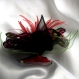 Broche fleur en tissu & plumes et perles 188*