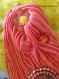 Bracelet type manchette en soie shibori orange, cristal swarovski, 55 mm de large, 18,5 cm de longueur, ajustable,