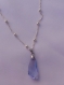Pendentif sur chaine boule en argent 925 - cristal autrichien coloris lavender,chaine argent 45 cm,pendentif wing 25 x 14 mm,