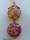 Boucles d'oreilles en perles de verre de murano authentiques multicolores collection fiorato,cristal swarovski,rondes en relief de 14 mm,