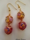 Boucles d'oreilles en perles de verre de murano authentiques multicolores collection fiorato,cristal swarovski,rondes en relief de 14 mm,
