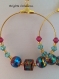 Boucles d'oreilles creoles doré 40 mm de diamètre, crochets d'oreilles en plaqué or, cristal swarovski,perles lignées multicolores,