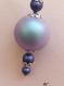 Boucles d'oreilles en perles nacrées swarovski bleues mates sur argent 925,rondes de 12,4 et 3 mm de diamètre,crochets argent,
