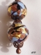 Boucles d'oreilles en perles de verre de murano authentiques,feuille d'or,aventurine,rondes de 12 mm de diamètre,crochets cuivrés,
