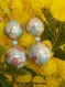 Boucles d'oreilles en perles japonaises tensha,lignées d'or,rondes de 14 et 10 mm de diamètre,cristal swarovski,