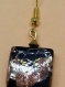 Boucles d'oreilles en perles de verre de murano authentiques, 15 mm, noires, aventurine, feuille d'argent, feuille d'or, cristal swarovski,