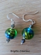 Boucles d'oreilles en perles de verre de murano authentiques et cristal autrichien montées sur argent, billes de 12 mm de diamètre,
